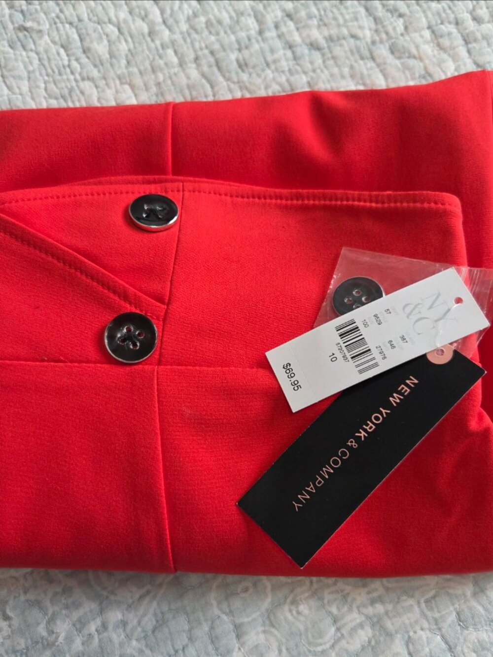 NY&Co High Waist Cross Front Midi Pencil Skirt with Accent Buttons - Picture 5 of 7